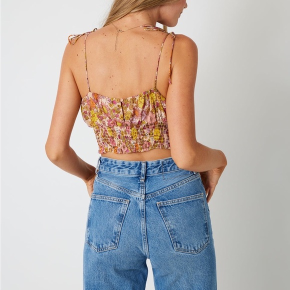 Patrons of Peace Joan Crop Top in DD Papaya Floral Small - Picture 2 of 8